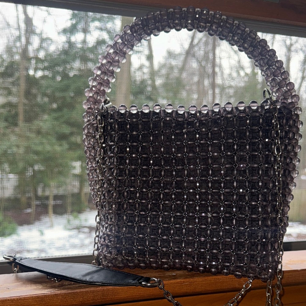 Chic Beaded Mini Beaded Bag - Dusty Purple